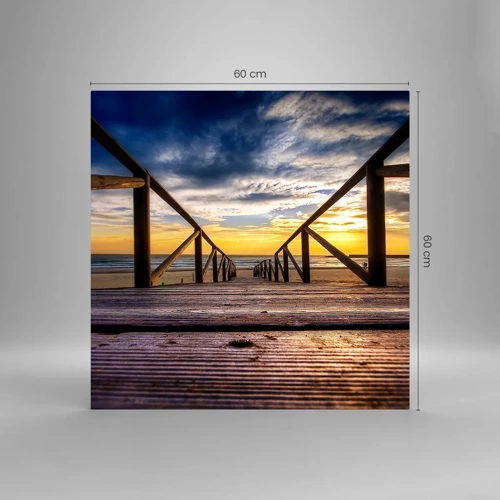 Impression sur verre - Image sur verre - Directement sur une plage calme au coucher de soleil - 60x60 cm