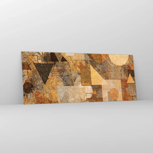 Impression sur verre - Image sur verre - Étude cubique de marron - 100x40 cm