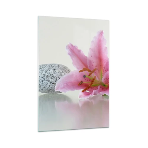 Impression sur verre - Image sur verre - Étude de rose, gris et blanc - 70x100 cm