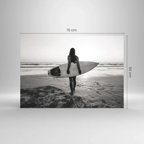 Impression sur verre - Image sur verre - Fille des vagues de la mer - 70x50 cm