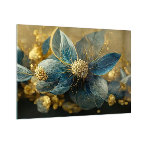 Impression sur verre - Image sur verre - Fleurir avec de l'or - 100x70 cm