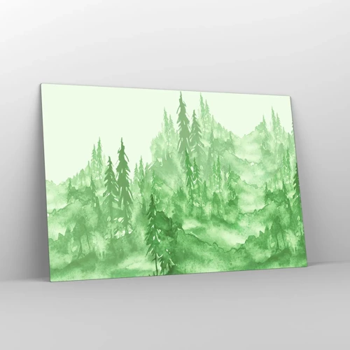 Impression sur verre - Image sur verre - Flou de brouillard vert - 120x80 cm