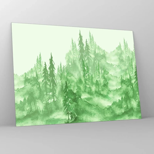 Impression sur verre - Image sur verre - Flou de brouillard vert - 70x50 cm