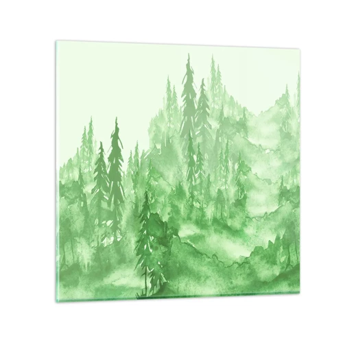 Impression sur verre - Image sur verre - Flou de brouillard vert - 70x70 cm