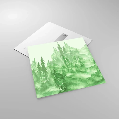 Impression sur verre - Image sur verre - Flou de brouillard vert - 70x70 cm