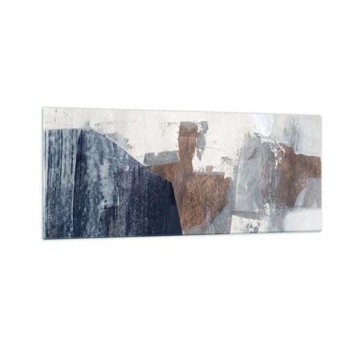 Impression sur verre - Image sur verre - Formes bleues et brunes - 100x40 cm