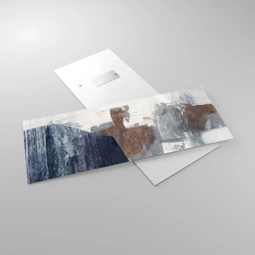 Impression sur verre - Image sur verre - Formes bleues et brunes - 100x40 cm