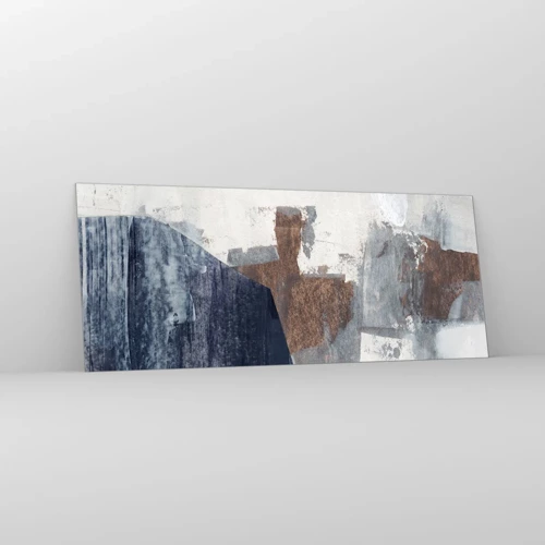 Impression sur verre - Image sur verre - Formes bleues et brunes - 100x40 cm