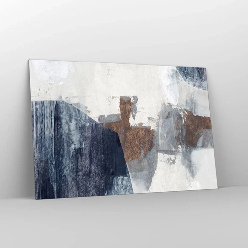 Impression sur verre - Image sur verre - Formes bleues et brunes - 120x80 cm