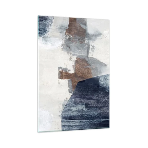 Impression sur verre - Image sur verre - Formes bleues et brunes - 80x120 cm