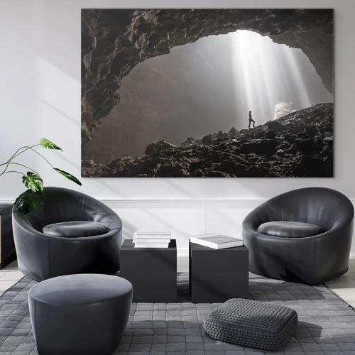 Impression sur verre - Image sur verre - Grotte lumineuse - 70x50 cm