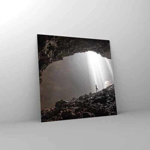 Impression sur verre - Image sur verre - Grotte lumineuse - 70x70 cm