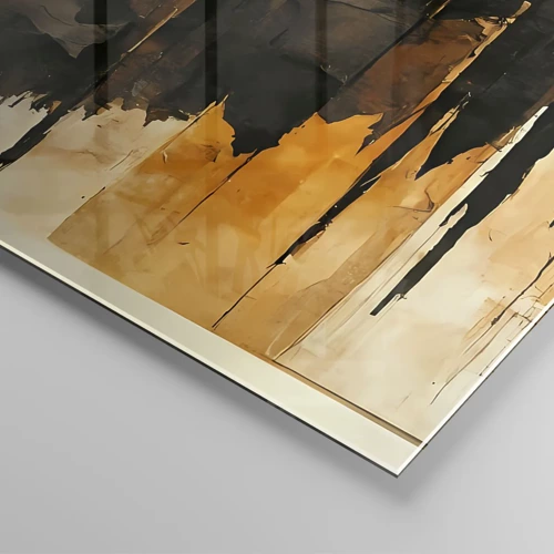 Impression sur verre - Image sur verre - Harmonie de noir et d'or - 90x30 cm