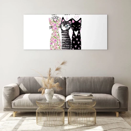 Impression sur verre - Image sur verre - Il y avait trois chats - 100x40 cm