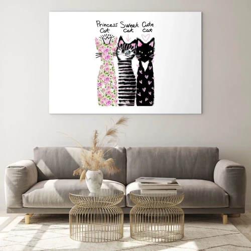 Impression sur verre - Image sur verre - Il y avait trois chats - 70x50 cm