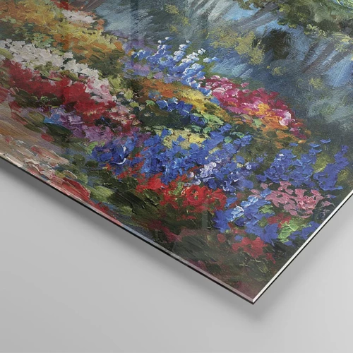 Impression sur verre - Image sur verre - Jardin forestier, forêt de fleurs - 120x80 cm