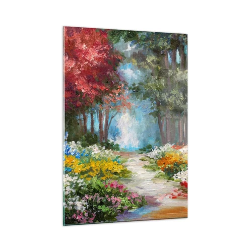 Impression sur verre - Image sur verre - Jardin forestier, forêt de fleurs - 50x70 cm