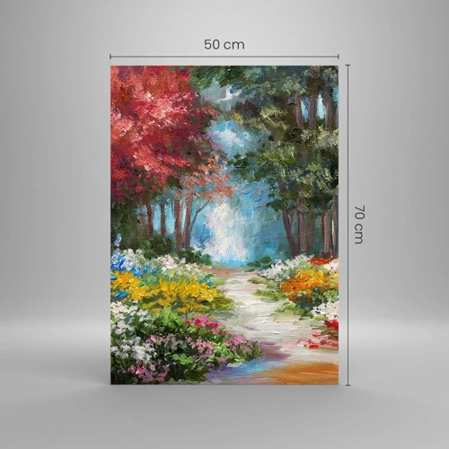 Impression sur verre - Image sur verre - Jardin forestier, forêt de fleurs - 50x70 cm