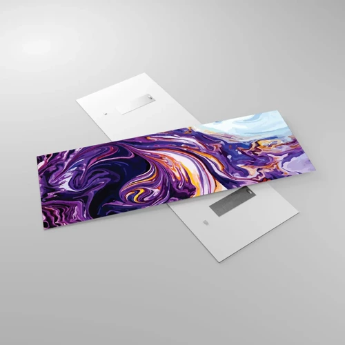 Impression sur verre - Image sur verre - La courbure de l'espace en violet - 140x50 cm