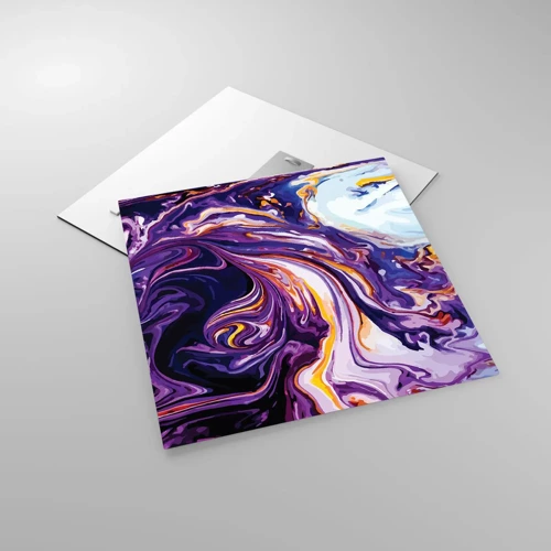 Impression sur verre - Image sur verre - La courbure de l'espace en violet - 50x50 cm