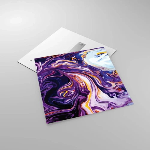 Impression sur verre - Image sur verre - La courbure de l'espace en violet - 70x70 cm
