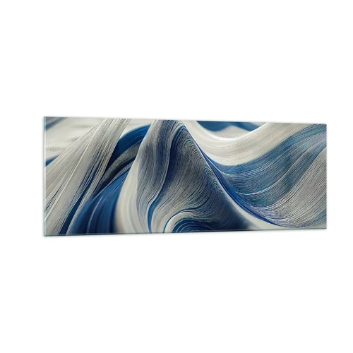 Impression sur verre - Image sur verre - La fluidité du bleu et du blanc - 140x50 cm