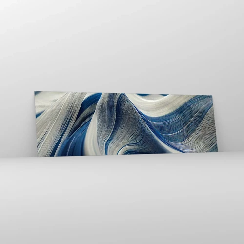 Impression sur verre - Image sur verre - La fluidité du bleu et du blanc - 160x50 cm