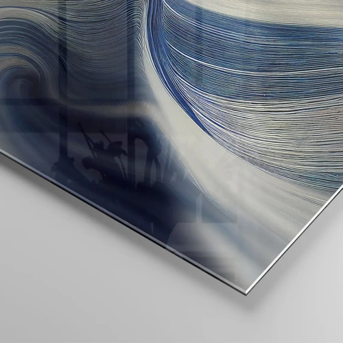 Impression sur verre - Image sur verre - La fluidité du bleu et du blanc - 160x50 cm