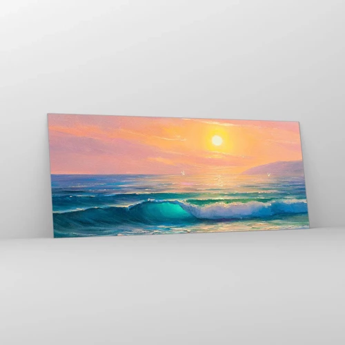 Impression sur verre - Image sur verre - Le chant turquoise des vagues - 120x50 cm