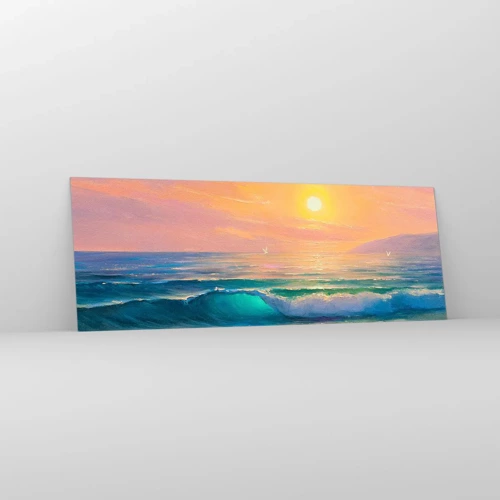 Impression sur verre - Image sur verre - Le chant turquoise des vagues - 140x50 cm