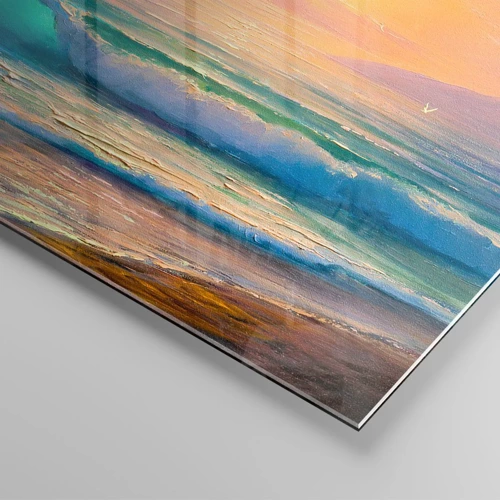 Impression sur verre - Image sur verre - Le chant turquoise des vagues - 140x50 cm