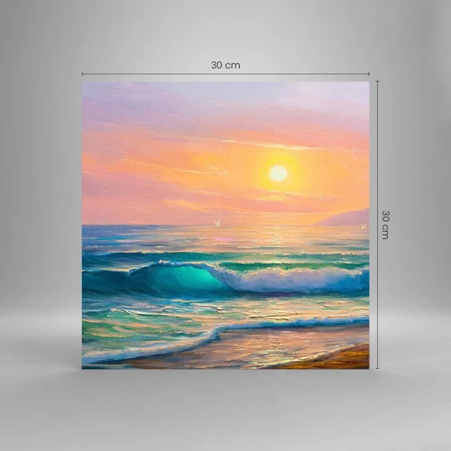 Impression sur verre - Image sur verre - Le chant turquoise des vagues - 30x30 cm
