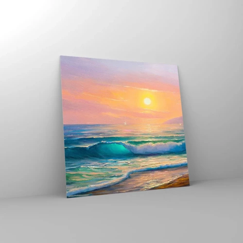 Impression sur verre - Image sur verre - Le chant turquoise des vagues - 60x60 cm