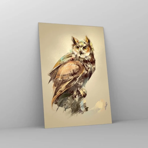 Impression sur verre - Image sur verre - Le hibou le plus intelligent - confirmera la forêt de chênes - 50x70 cm