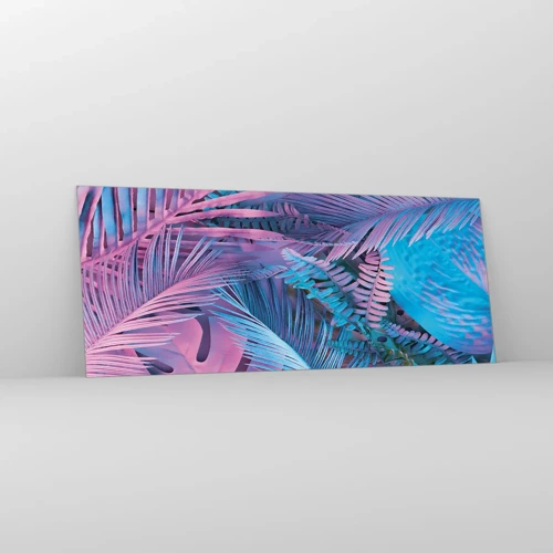 Impression sur verre - Image sur verre - Les tropiques en rose et bleu - 100x40 cm