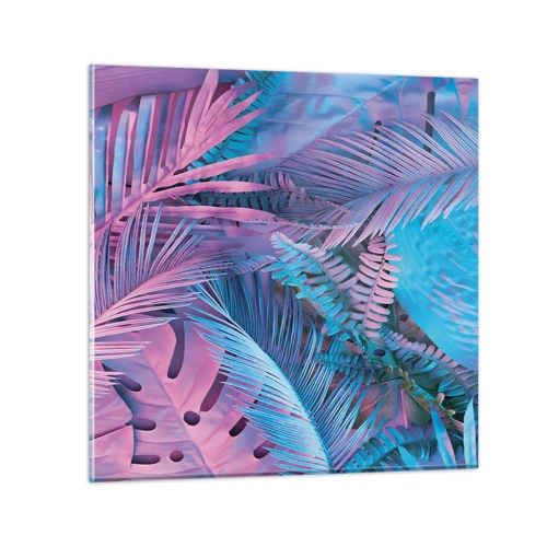 Impression sur verre - Image sur verre - Les tropiques en rose et bleu - 60x60 cm