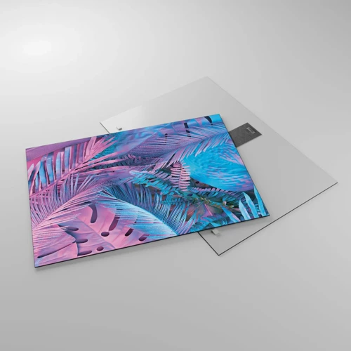 Impression sur verre - Image sur verre - Les tropiques en rose et bleu - 70x50 cm