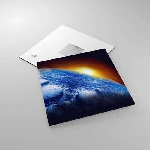 Impression sur verre - Image sur verre - Lever de soleil sur la planète bleue - 30x30 cm