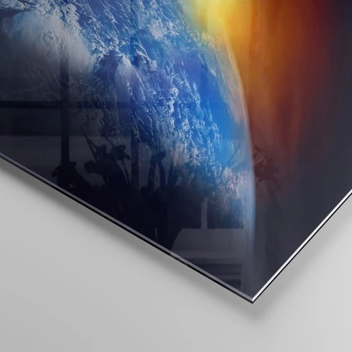 Impression sur verre - Image sur verre - Lever de soleil sur la planète bleue - 40x40 cm