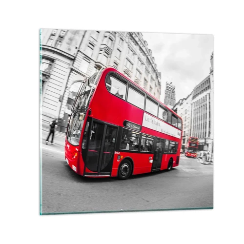 Impression sur verre - Image sur verre - Londres traditionnellement - en bus - 30x30 cm