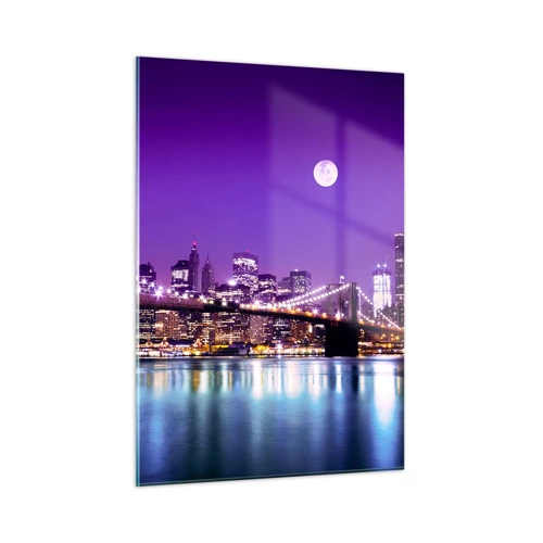 Impression sur verre - Image sur verre - Lumières de grande ville en violet - 50x70 cm