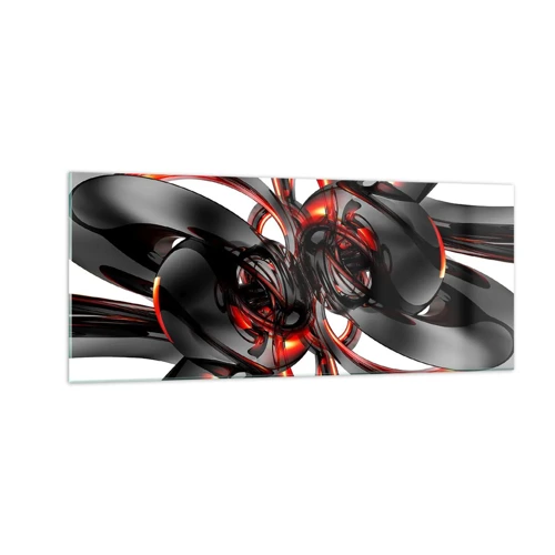 Impression sur verre - Image sur verre - Mouvement de graphite et rouge - 100x40 cm