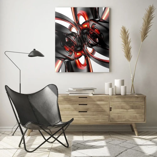 Impression sur verre - Image sur verre - Mouvement de graphite et rouge - 50x70 cm