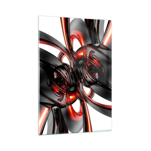 Impression sur verre - Image sur verre - Mouvement de graphite et rouge - 80x120 cm