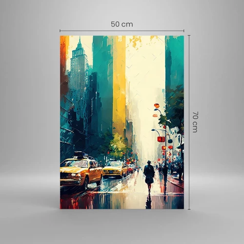 Impression sur verre - Image sur verre - New York – ici même la pluie est colorée - 50x70 cm