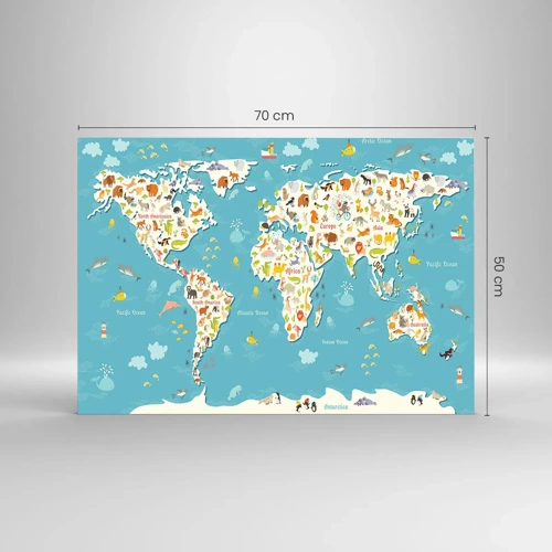 Impression sur verre - Image sur verre - Nous aimons le monde entier - 70x50 cm