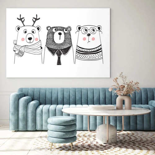 Impression sur verre - Image sur verre - Ours en peluche, petit ours en peluche et doudou - 70x50 cm