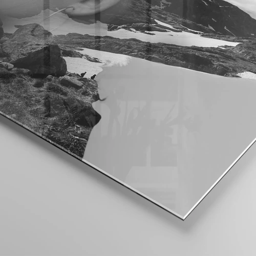 Impression sur verre - Image sur verre - Portrait de montagnes et nuages - 120x80 cm