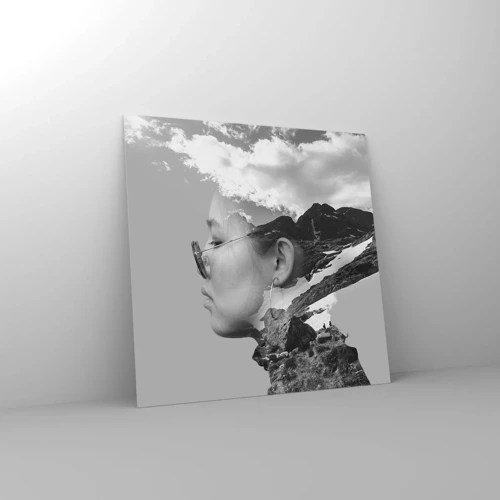 Impression sur verre - Image sur verre - Portrait de montagnes et nuages - 30x30 cm