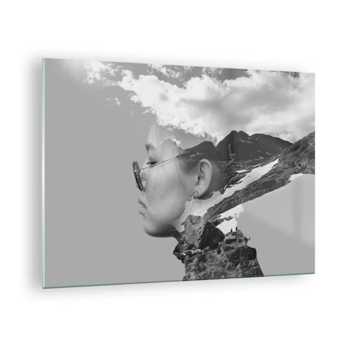 Impression sur verre - Image sur verre - Portrait de montagnes et nuages - 70x50 cm